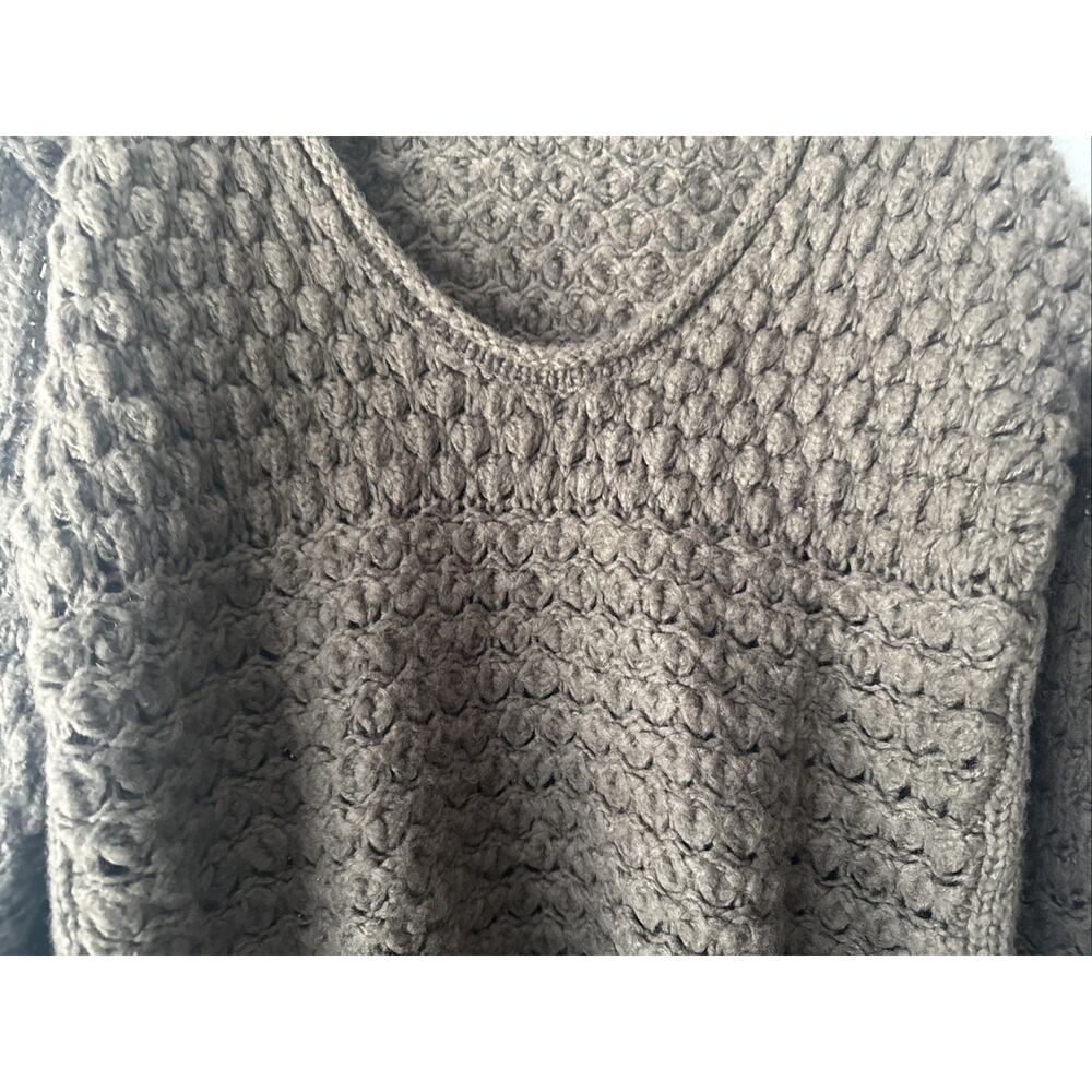 Free People Sweater Crashing Waves‎ Wool Blend Chunky Open Knit Cocoa Size XS - Picture 4 of 13